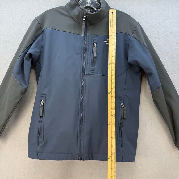 The North Face Soft Shell Jacket Boys L Grey Blue Full Zip Color Block Outdoor - Picture 12 of 12